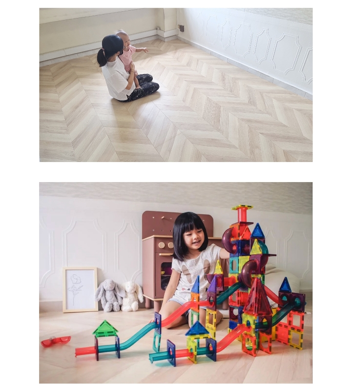 light color of the wood adds a warm